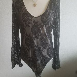 Black lace body suit